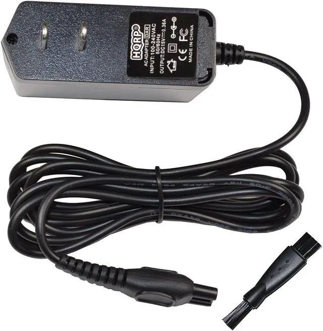 Main image of HQRP AC Adapter for Philips Norelco 422203623771 S9531 S9531/84 S9311 S9311/27 S9311/84 S9531/27 Shaver Power Cord Charger Adaptor + Cleaning Brush