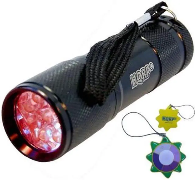 Main image of HQRP 9 LEDs Pocket Red Light Flashlight for Viewing Star Maps / Nighttime Activities + HQRP UV Meter
