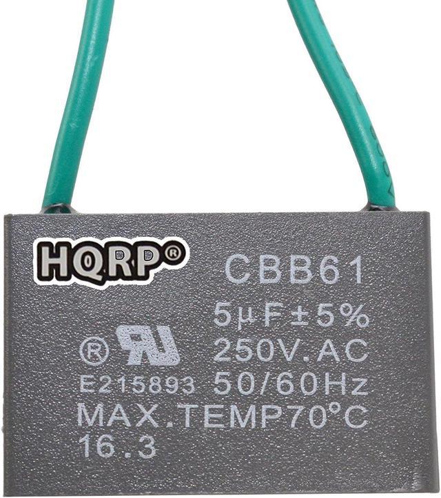 Hqrp Ceiling Fan Capacitor Cbb61 5uf 2