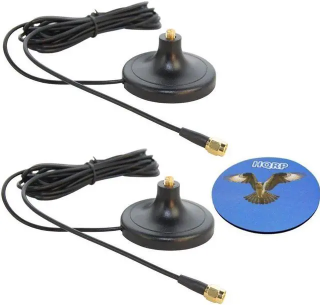 Main image of HQRP SET: 2 PCS 3M RP-SMA WiFi Antenna Extension Cable Connector Magnetic Base for Belkin F5D8230zh4 / F5D7233zh / F5D8231zh4 / F5D6001 / F5D7000 / F5D7001 + HQRP Coaster