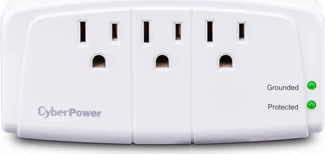 Alt view image 4 of 4 - CyberPower CSB300W Essential 3-Outlet Surge Suppressor w/ Wall Tap Plug