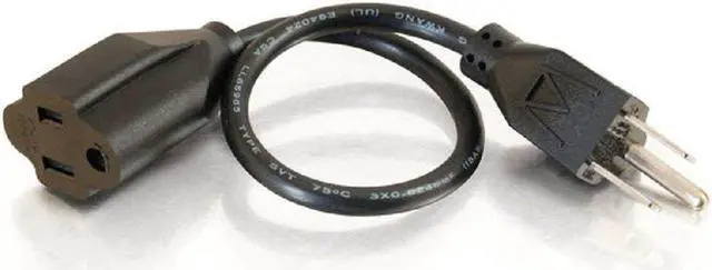 Alt view image 3 of 9 - C2G 03115 18 AWG Outlet Saver Power Extension Cord - NEMA 5-15P to NEMA 5-15R, TAA Compliant, Black (6 Feet, 1.82 Meters)