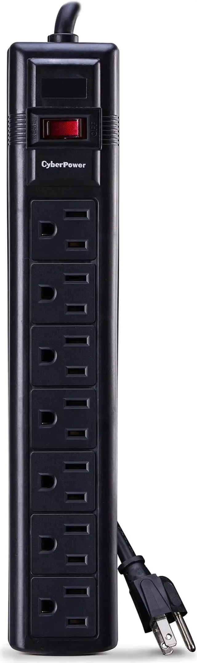 Alt view image 6 of 15 - CyberPower Systems USA CSB7012 CyberPower CSB7012 Essential 7-Outlets Surge Suppressor with 1500 Joules and 12FT Cord - 7 x NEMA 5-15R - 1500 J - 125 V AC Input