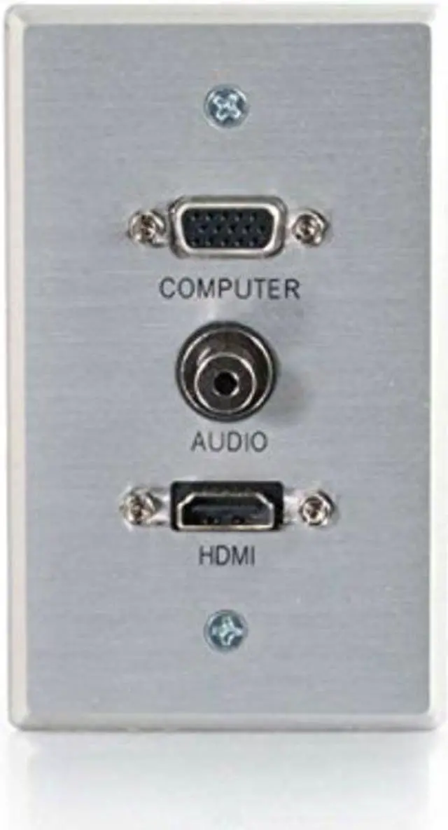 Alt view image 3 of 7 - C2G 41034 SINGLE GANG HDMI  HD15 VGA  AND 3.5MM WALL PLATE - BRUSHED ALUMINUM