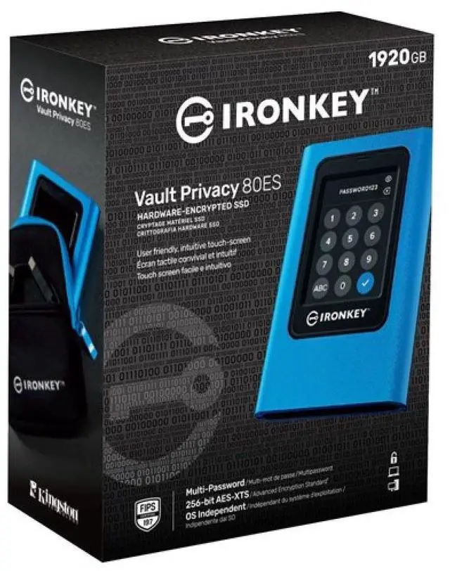 Alt view image 6 of 15 - Kingston IronKey Vault Privacy 80 1.92TB External SSD | FIPS 197 | XTS-AES 256GB Encrypted | Touch Screen PIN | Secure Data Protection | IKVP80ES/1920G