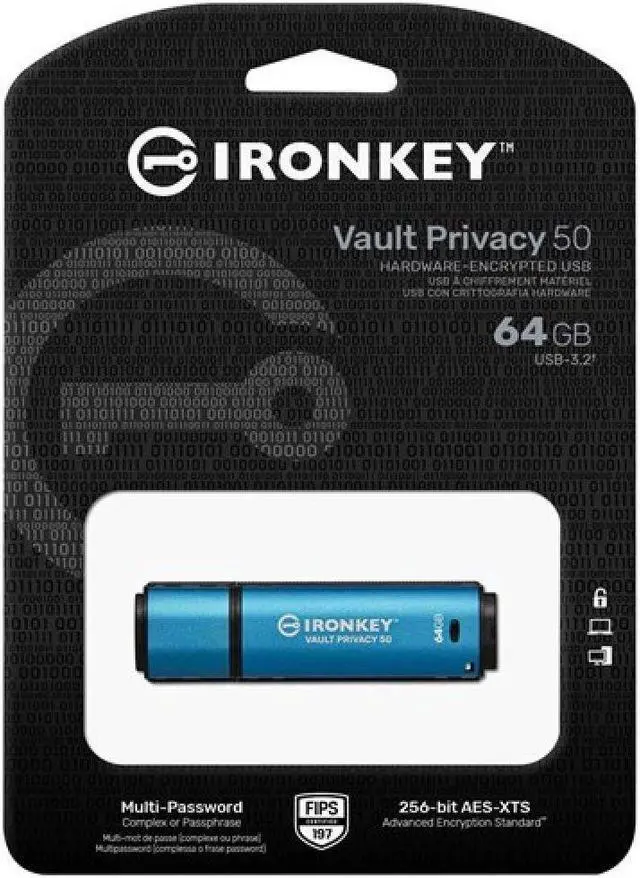Alt view image 14 of 20 - Kingston IronKey Vault Privacy 50 64GB Encrypted USB Thumbdrive IKVP50/64GB