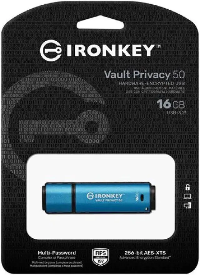 Alt view image 13 of 17 - IronKey Vault Privacy 50 Series 16GB USB 3.2 Gen 1 Type A Flash Drive IKVP5016GB