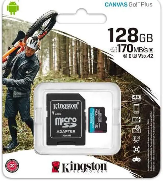Alt view image 18 of 18 - Kingston Canvas Go! Plus 128 Gb Class 10/Uhs-I (U3) Microsdxc