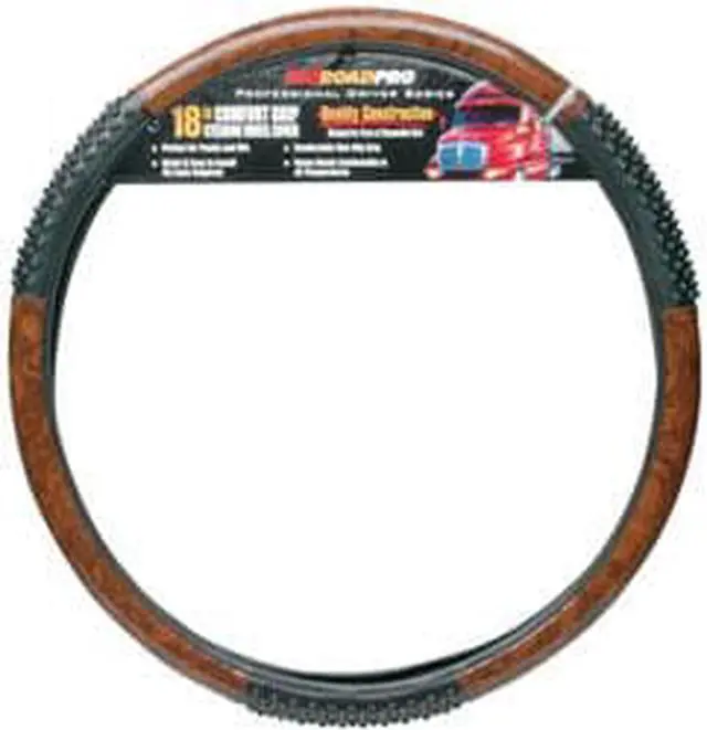 Alt view image 9 of 9 - ROADPRO R RPSW-3003 18 COMFORT GRIP STEERING WHEEL COVER  BLACK WOOD GRAIN
