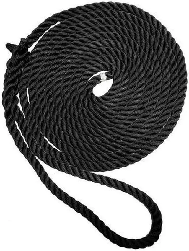 Alt view image 6 of 6 - New England Ropes 3/4" X 35' Premium Nylon 3 Strand Dock Line - Black