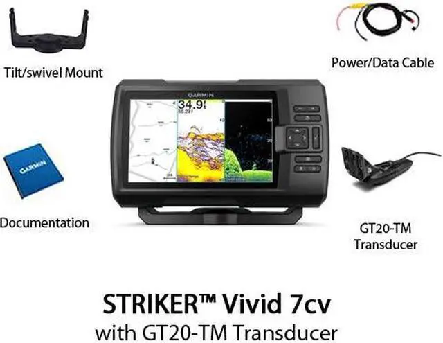 Alt view image 14 of 20 - GARMIN STRIKER VIVID 7CV 7 FISHFINDER GPS TRACK PLOTTER WITH GT20 NOT A CHART PLOTTER