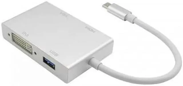 Alt view image 4 of 4 - Axiom 4N1USBCHVDU-AX 4-In-1 Multiport Adapter - External Video Adapter - Usb-C - Dvi, Hdmi, Vga, Usb 3.0