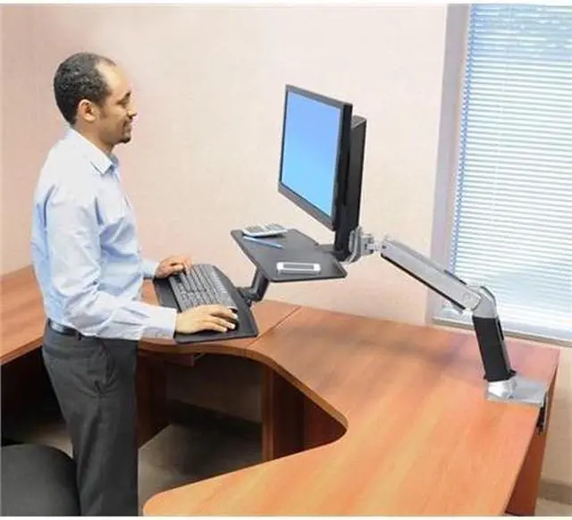Alt view image 15 of 16 - Ergotron Workfit-a with suspended Keyboard, Single Ld - 24-390-026