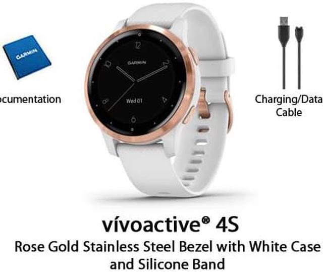 Refurbished: Garmin vivoactive 4S White with Rose Gold Hardware Multisport  GPS Watch 