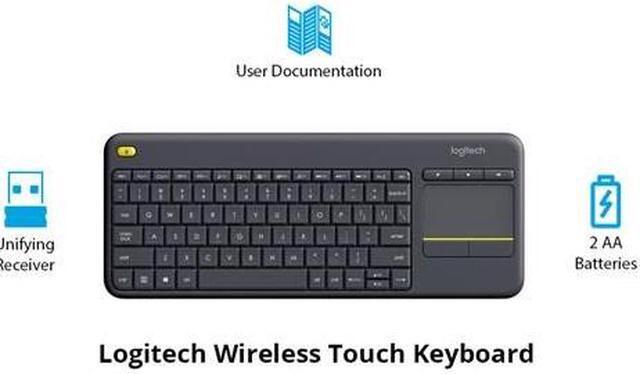 Alt view image 16 of 20 - Logitech K400 Plus Wireless Touch HTPC Keyboard for PC Connected TVs