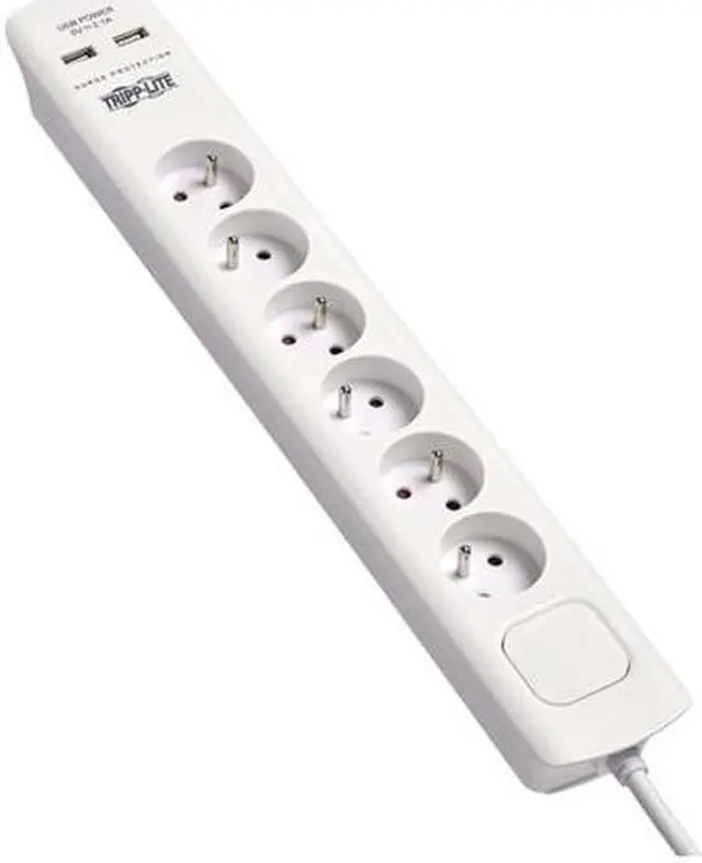 Alt view image 5 of 6 - 6-OUTLET SURGE PROTECTOR WITH USB CHARGING - FRENCH TYPE E OUTLETS, 220-250V, 16