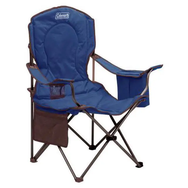 Alt view image 6 of 14 - Coleman Camping - Lawn Chair w/Built-In Cooler And Cup Holder, Blue
