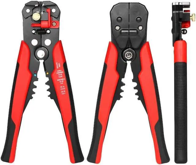 Alt view image 6 of 6 - Multi-functional 8" Self-adjusting Cable Wire Stripper With Cutter & Crimper Automatic Wire Stripping Pliers Crimping Tool 10-24AWG - Red