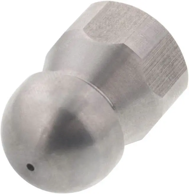 Alt view image 2 of 3 - Erie Tools Button Nose 3/8" Drain Cleaning Nozzle 18.0 Orifice 5500 PSI Stainless Steel for Sewer Pipe Water Jetter