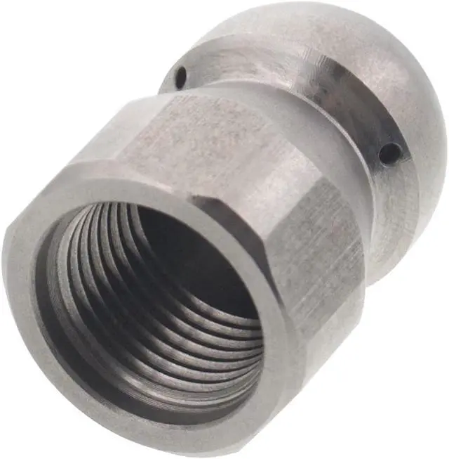 Alt view image 3 of 3 - Erie Tools Button Nose 3/8" Drain Cleaning Nozzle 18.0 Orifice 5500 PSI Stainless Steel for Sewer Pipe Water Jetter