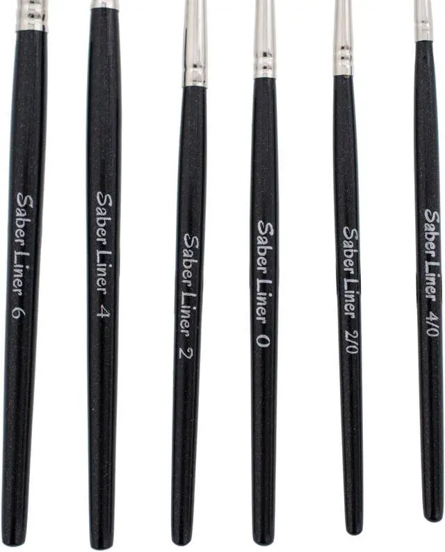 Alt view image 3 of 3 - Andrew Mack Brush AMVD-SL-SET Von Dago Saber Liner Set of 6 Pinstriping Brushes Sizes 4/0-6