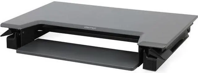 Alt view image 7 of 20 - Ergotron 33-397-085 WorkFit-T, Standing Desk Workstation (Black with Grey Surface)