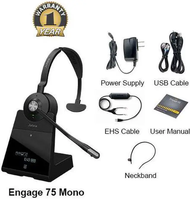 Alt view image 5 of 5 - Jabra Engage 75 Mono with EHS Cisco 14201-30 Jabra Engage 75 Mono