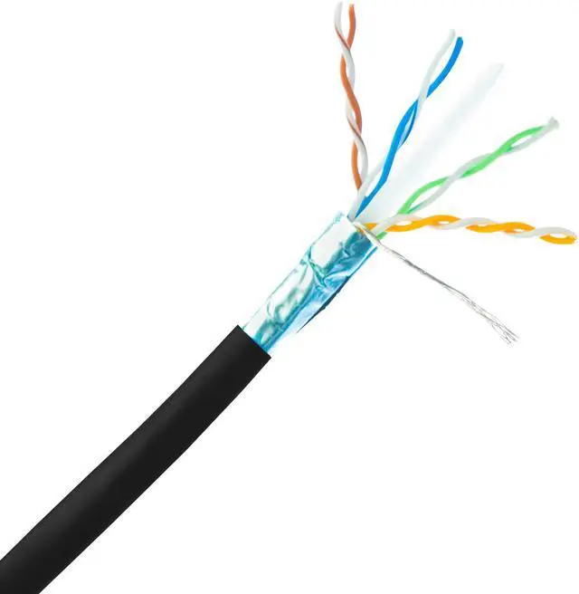 Main image of Cable Wholesale 13X6-522NH 1000 ft. 23 AWG Bulk Shielded Cat6A Black Ethernet Cable, 10 GB - 500 Mhz