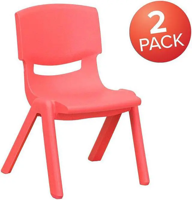 Alt view image 9 of 17 - 2 Pack Red Plastic Stackable School Chair with 10.5'' Seat Height
