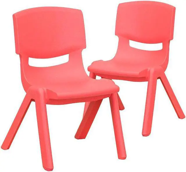 Alt view image 10 of 17 - 2 Pack Red Plastic Stackable School Chair with 10.5'' Seat Height