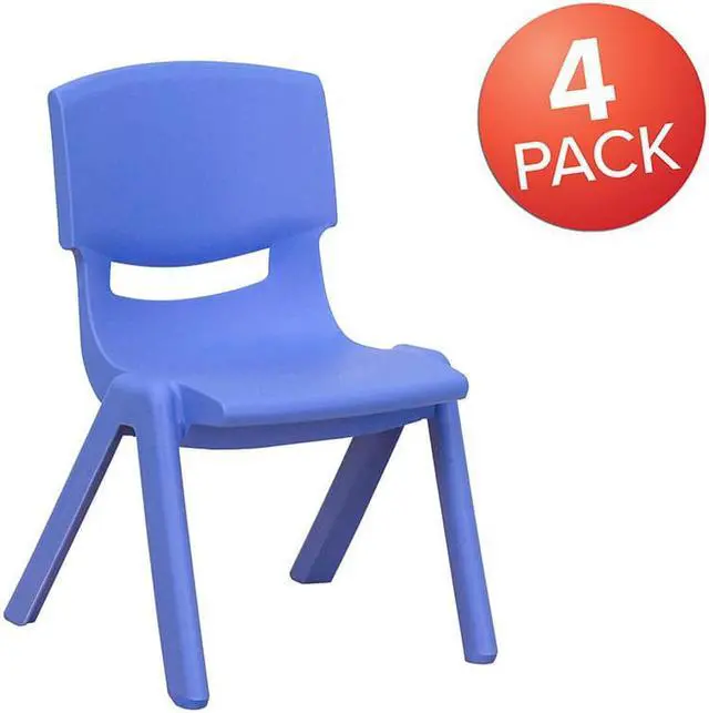 Alt view image 10 of 20 - 4 Pack Blue Plastic Stackable School Chair with 10.5'' Seat Height