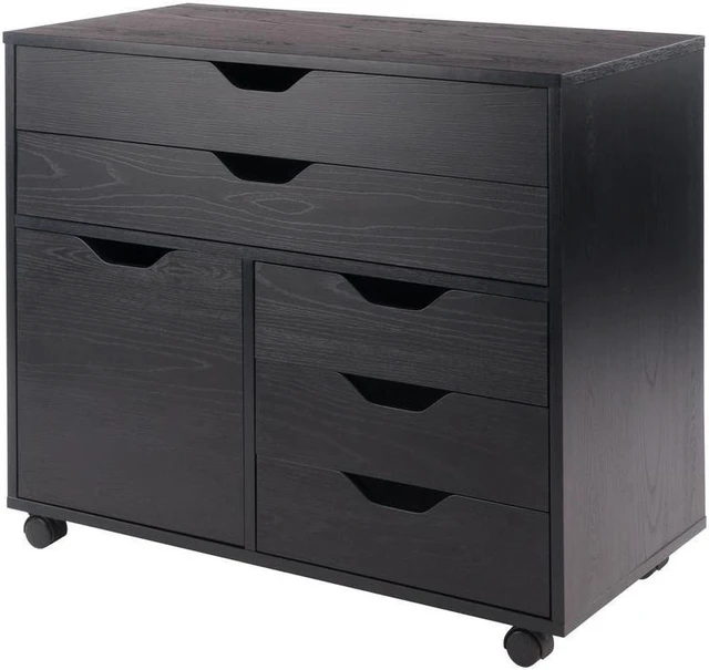 Alt view image 7 of 13 - Halifax Wide Storage Cabinet, 3-Small & 2-Wide Drawers, Black