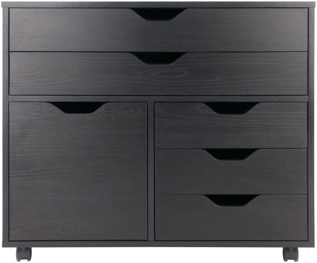 Alt view image 9 of 13 - Halifax Wide Storage Cabinet, 3-Small & 2-Wide Drawers, Black