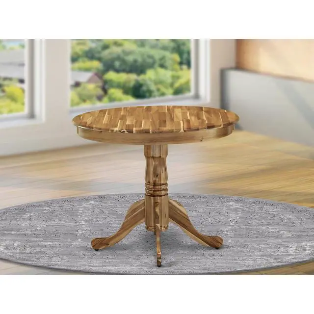 Alt view image 4 of 4 - ANT-ANA-TP Antique Dining Table Made of Acacia Wood offering Wood Texture, 36 Inch Round, Neutral Finish