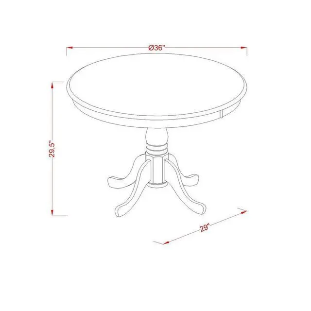 Alt view image 4 of 4 - ANT-AWA-TP Antique Dining Table Made of Rubber Wood, 36 Inch Round, Walnut Finish