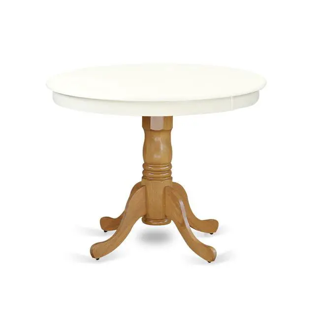 Alt view image 4 of 5 - ANT-LOK-TP Antique Table 36" Round with Linen White and Oak Finish