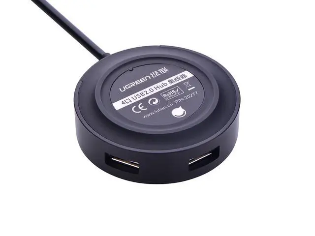 Alt view image 2 of 5 - UGREEN USB 2.0 Hub 4 Ports for Your PC, Cell Phones, eReaders, Tablets Black