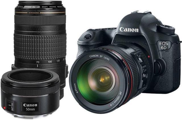 Canon EOS 6D DSLR Camera Triple Lens Kit with Canon 24-105mm f/4.0