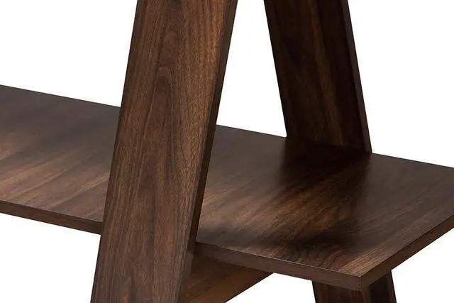 Alt view image 11 of 19 - Baxton Studio Michio Modern and Contemporary Walnut Brown Finished 5-Tier Wood Geometric Living Room Display Shelf