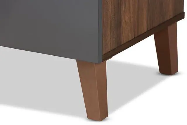 Alt view image 12 of 20 - Baxton Studio Jaeger Modern and Contemporary Two-Tone Walnut Brown and Dark Grey Finished Wood Storage Desk with Shelves