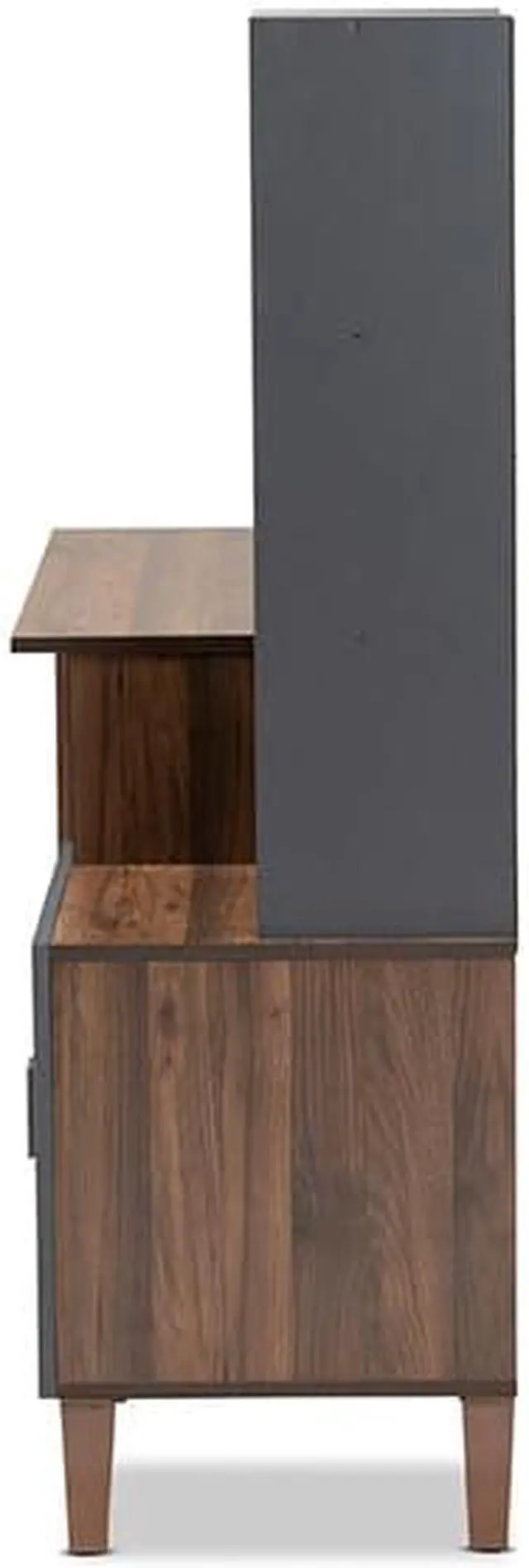 Alt view image 10 of 20 - Baxton Studio Jaeger Modern and Contemporary Two-Tone Walnut Brown and Dark Grey Finished Wood Storage Desk with Shelves