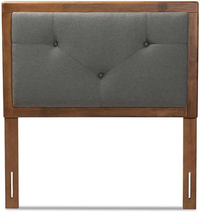 Alt view image 2 of 6 - Baxton Studio Abner Modern and Contemporary Transitional Dark Grey Fabric Upholstered and Walnut Brown Finished Wood Twin Size Headboard