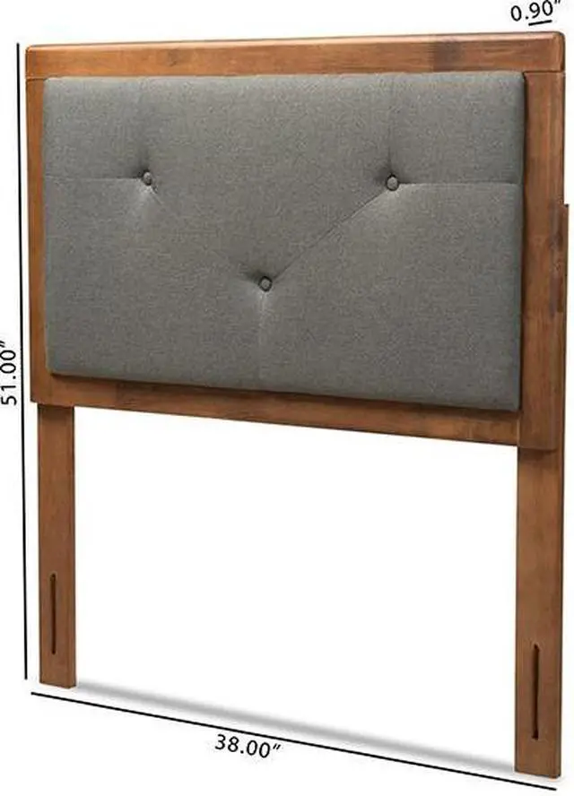 Alt view image 6 of 6 - Baxton Studio Abner Modern and Contemporary Transitional Dark Grey Fabric Upholstered and Walnut Brown Finished Wood Twin Size Headboard
