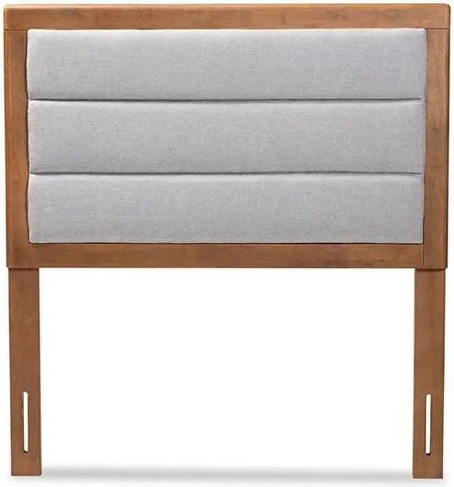 Alt view image 2 of 6 - Baxton Studio Dexter Modern and Contemporary Light Grey Fabric Upholstered and Walnut Brown Finished Wood Twin Size Headboard