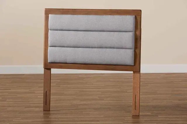 Alt view image 5 of 6 - Baxton Studio Dexter Modern and Contemporary Light Grey Fabric Upholstered and Walnut Brown Finished Wood Twin Size Headboard