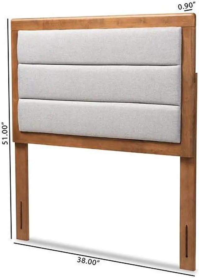 Alt view image 6 of 6 - Baxton Studio Dexter Modern and Contemporary Light Grey Fabric Upholstered and Walnut Brown Finished Wood Twin Size Headboard