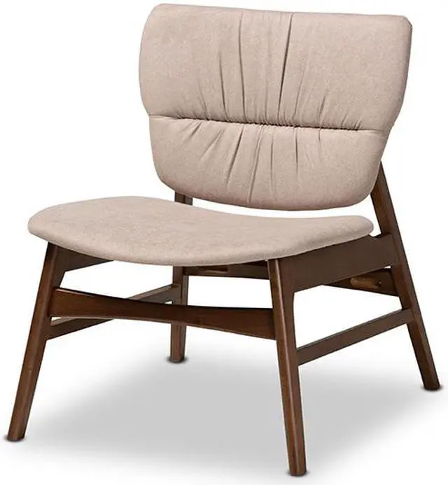 Main image of Baxton Studio Benito Mid-Century Modern Transitional Beige Fabric Upholstered and Walnut Brown Finished Wood Accent Chair