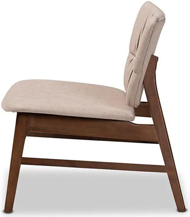 Alt view image 3 of 14 - Baxton Studio Benito Mid-Century Modern Transitional Beige Fabric Upholstered and Walnut Brown Finished Wood Accent Chair