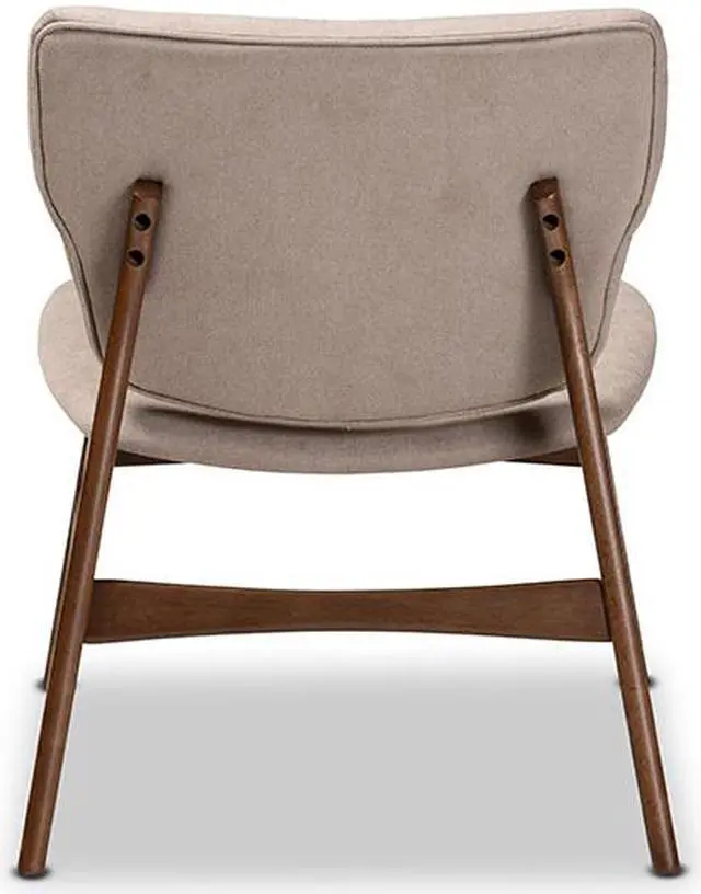 Alt view image 4 of 14 - Baxton Studio Benito Mid-Century Modern Transitional Beige Fabric Upholstered and Walnut Brown Finished Wood Accent Chair