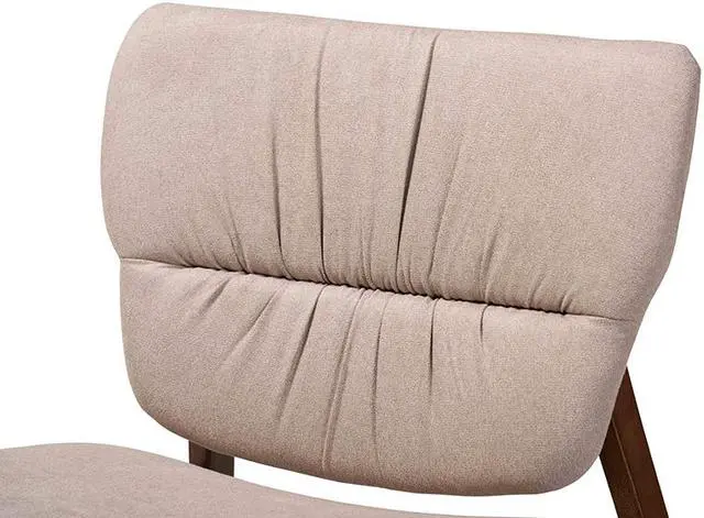 Alt view image 5 of 14 - Baxton Studio Benito Mid-Century Modern Transitional Beige Fabric Upholstered and Walnut Brown Finished Wood Accent Chair